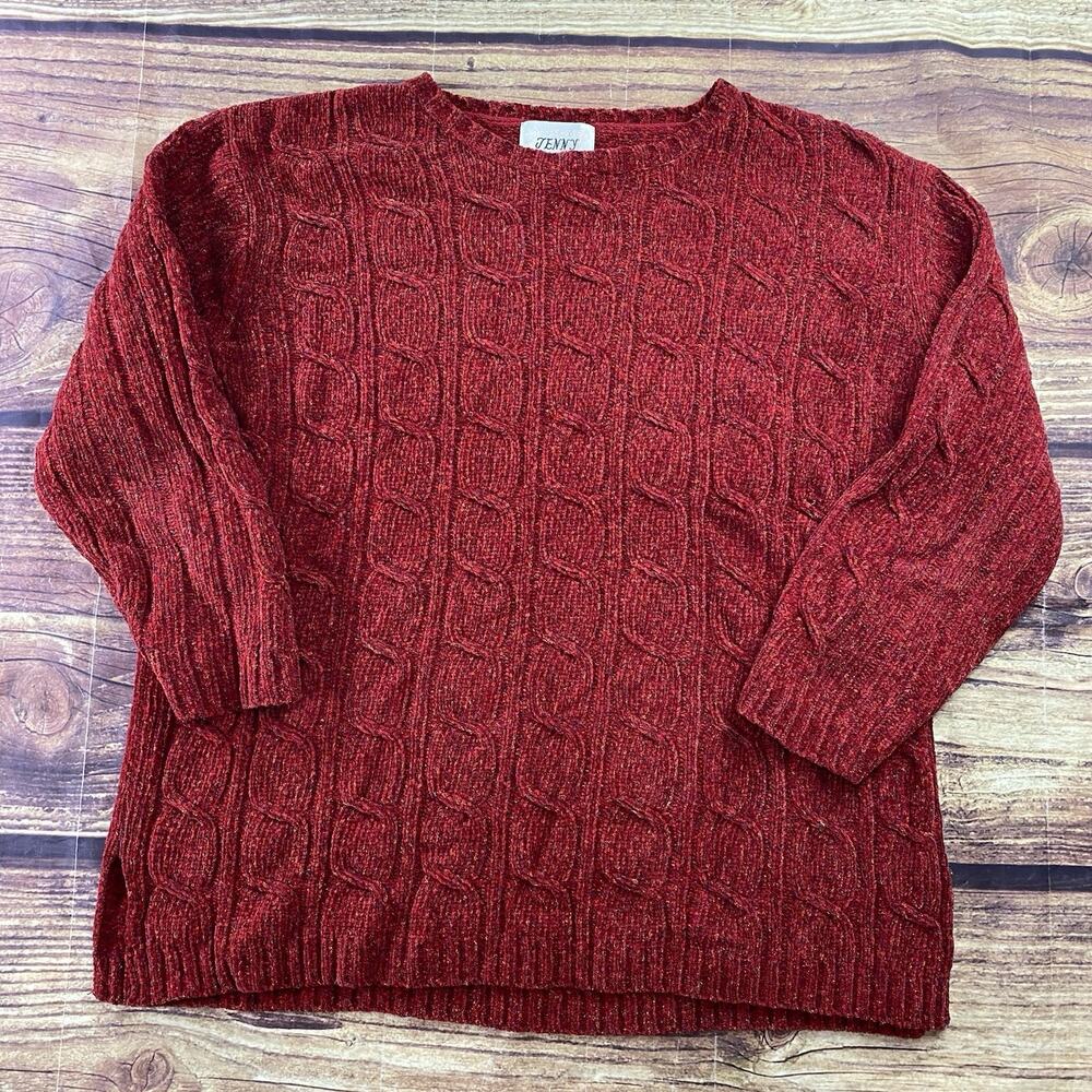 Vintage Jenny Sweater Womens 1X Red Crew Neck Long Sleeve Pullover 90s